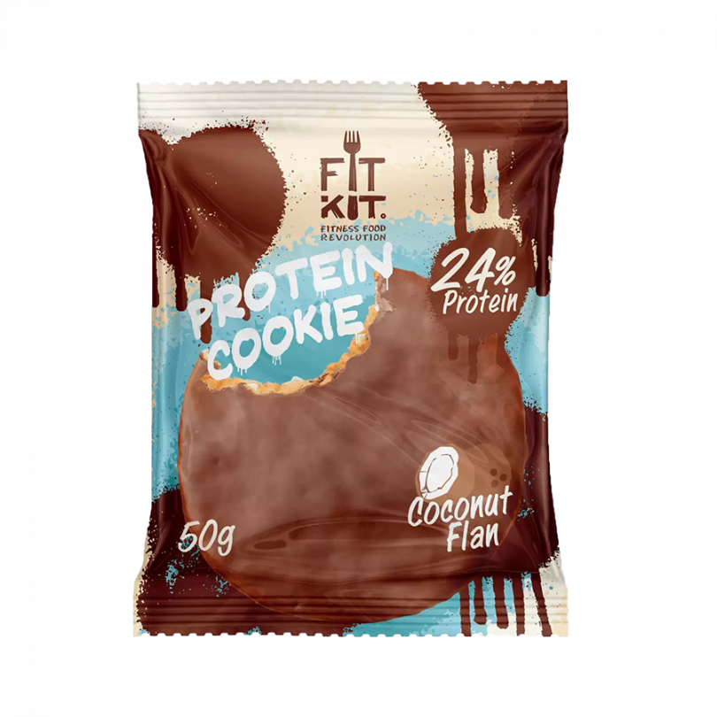 Протеиновое печенье глазированное "Кокосовый флан" FitKit